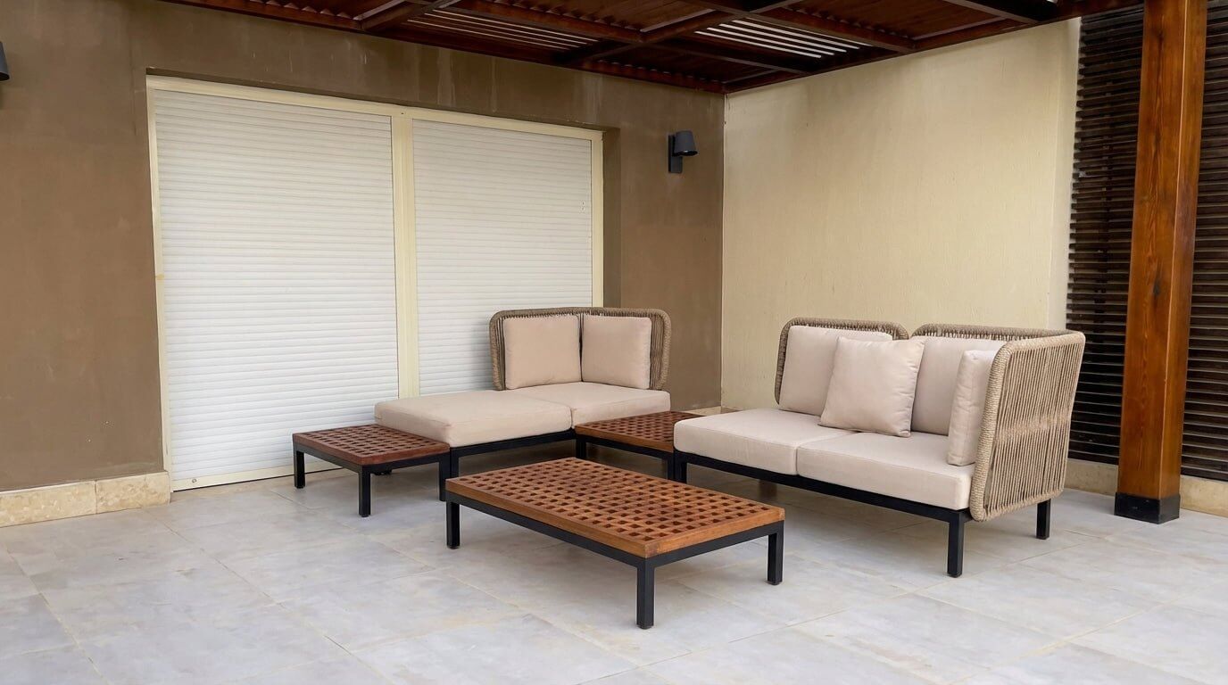 ديزى - طقم أثاث مكون من كنبة، شازلونج، 3 ترابيزة - Bed Janssen